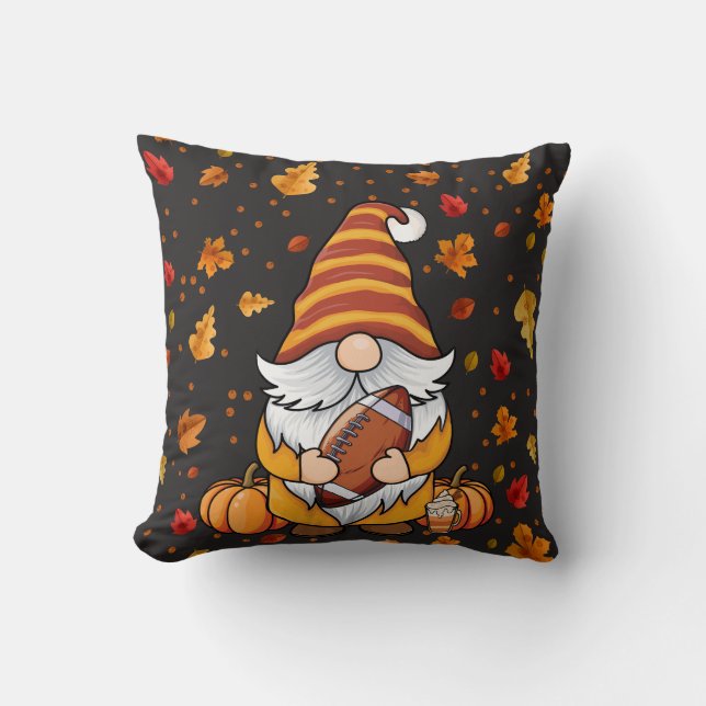 Coussin Joli gnome d'automne assis dans des citrouilles (Recto)