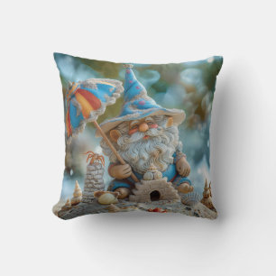Coussin Joli gnome de plage avec parapluie
