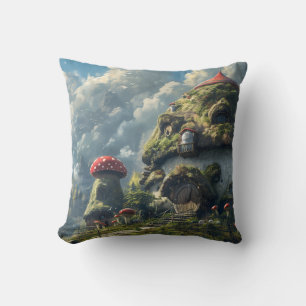 Coussin Joli gnome, maison champignon