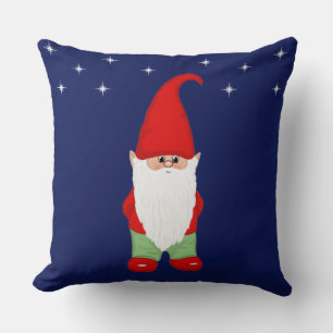 Coussin Joli gnome sur fond bleu marine
