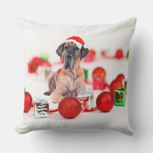 Coussin Joli Great Dane  Chien Chapeau de Noël de Père Noë