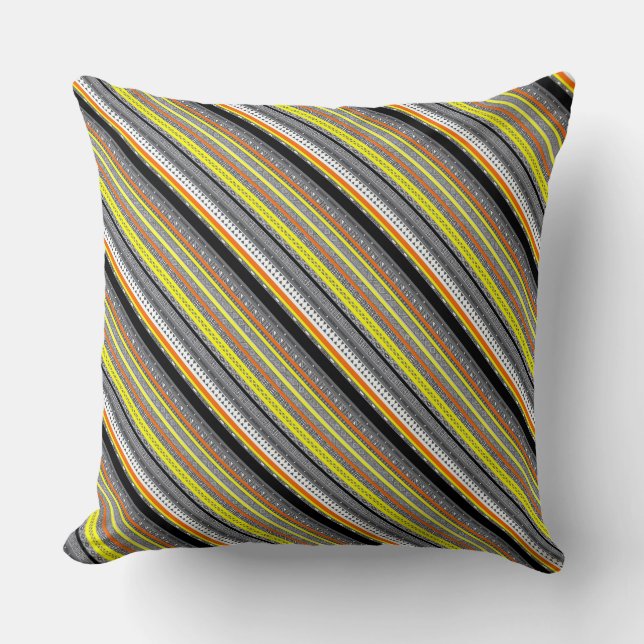 Coussin Joli gris jaune orange aztèque motif (Recto)