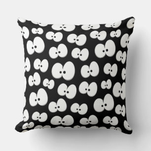 Coussin Joli Halloween aux Yeux Sombres Blanc & Noir