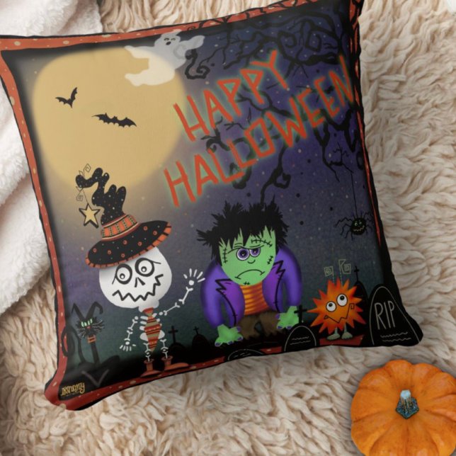 Coussin Joli Halloween squelette monstre enfants (Créateur téléchargé)