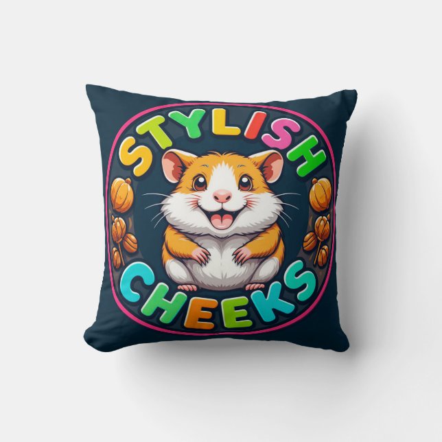 Coussin Joli Hamster aux Couleurs Vives (Recto)