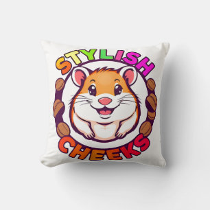 Coussin Joli hamster aux couleurs vives avec texte créatif