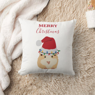 Coussin Joli Hamster de Noël Funny Animal Santa Hat