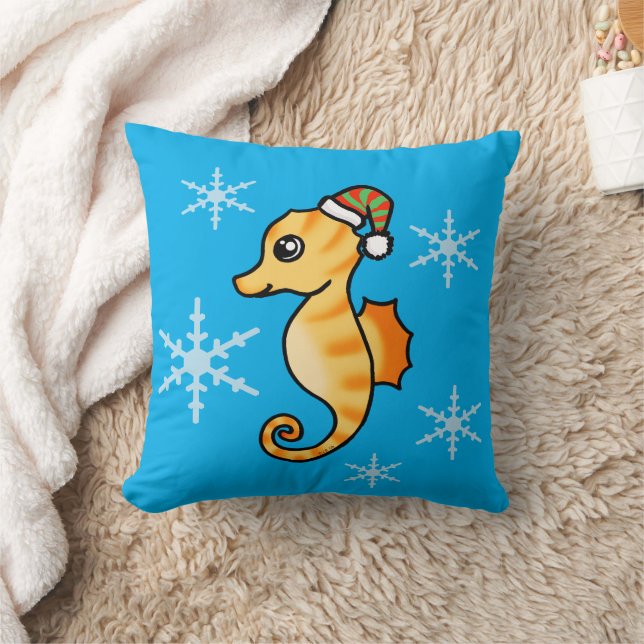 Coussin Joli hippocampe de Noël flocon de neige vacances  (Couverture)