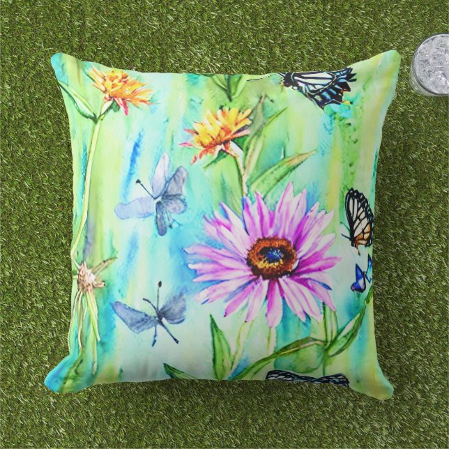 Coussin Joli jardin d'été lumineux Main kraft Greenery (Herbe)