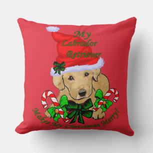 Coussin Joli Jaune Lab Chiot Noël