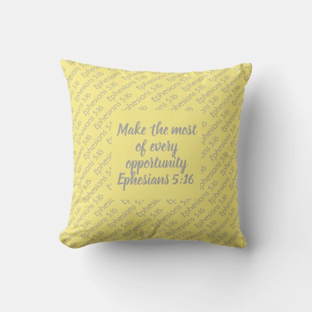Coussin Joli Jaune Personnalisable Bible Chrétienne Verse (Recto)