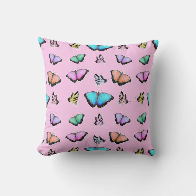 Coussin Joli jeté de papillons de couleur pastel (Recto)