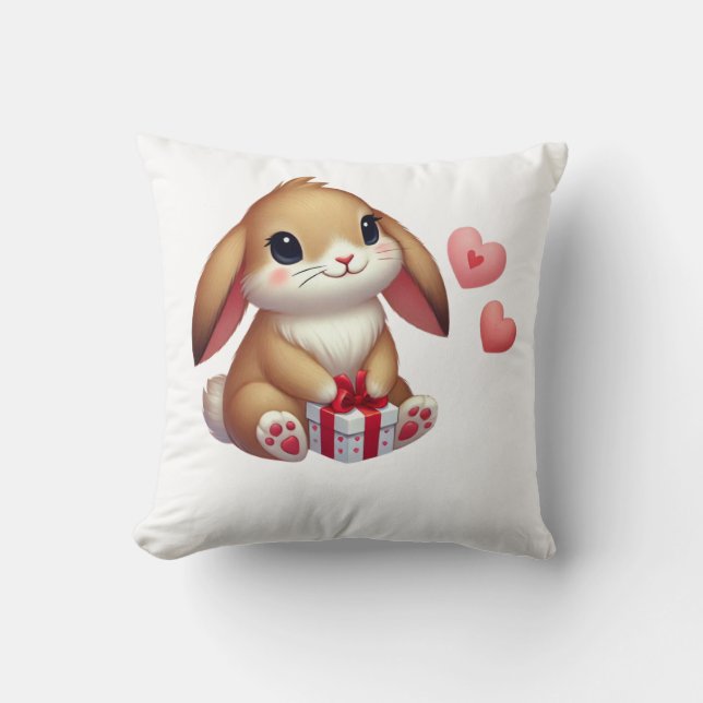 Coussin Joli lapin de la Saint-Valentin  (Recto)