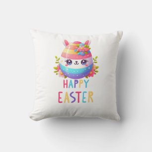 Coussin Joli lapin de Pâques aux œufs colorés