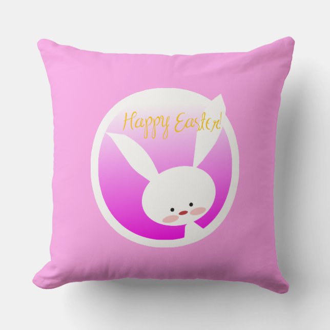 Coussin Joli lapin de Pâques couleur pastel Joyeuses Pâque (Recto)