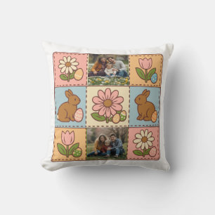 Coussin Joli lapin de Pâques pastel Fleur Patchwork 2 Phot