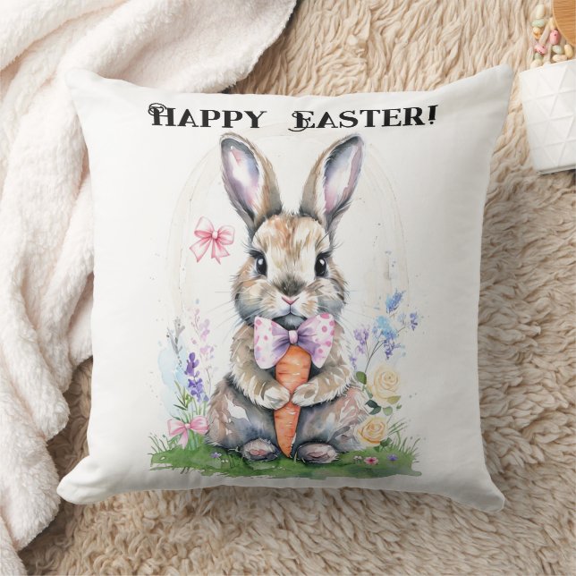 Coussin Joli lapin de Pâques vintage aquarelle (Couverture)