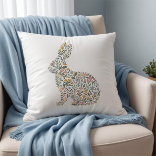 Coussin Joli Lapin Fleur Sauvage Pâques Printemps