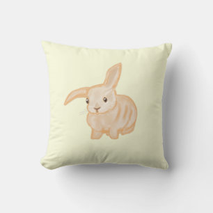 Coussin Joli lapin lapin Brown - transparent sur jaune.