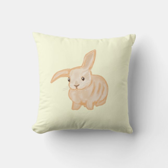 Coussin Joli lapin lapin Brown - transparent sur jaune. (Recto)