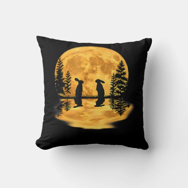 Coussin Joli lapin lapin lapins Lune Ciel nocturne (Recto)