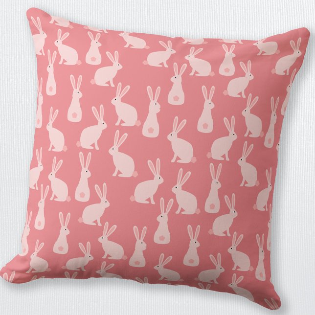 Coussin Joli lapin lapin Motif rose (Cute Bunny Rabbit pink pattern throw pillow)