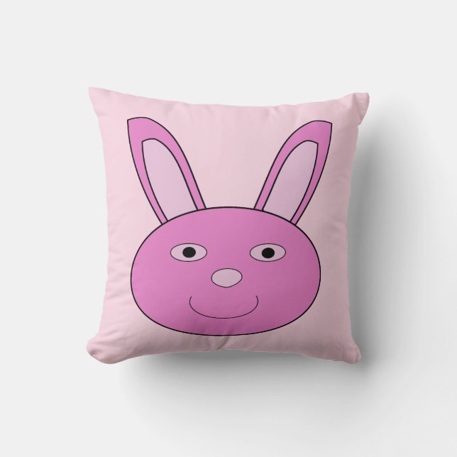 Coussin Joli Lapin Rose Féminin Visage Printemps Pâques (Recto)