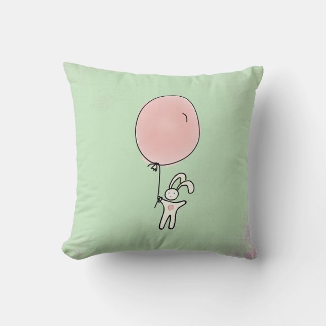 Coussin Joli lapin tenant un ballon (Recto)