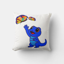Joli Lézard de Dessin Animé Bleu Attrapant des Pap