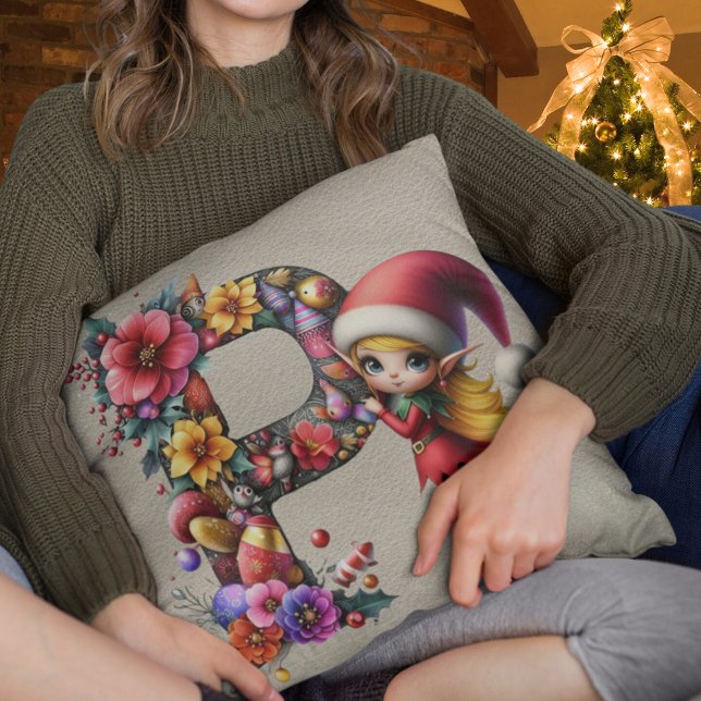 Coussin Joli Lutin de Noël Cuir Faux Brun Clair Festif P (Créateur téléchargé)