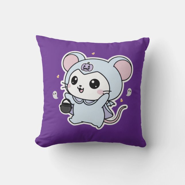 Coussin Joli mignon petit souris prêt pour Halloween  (Recto)