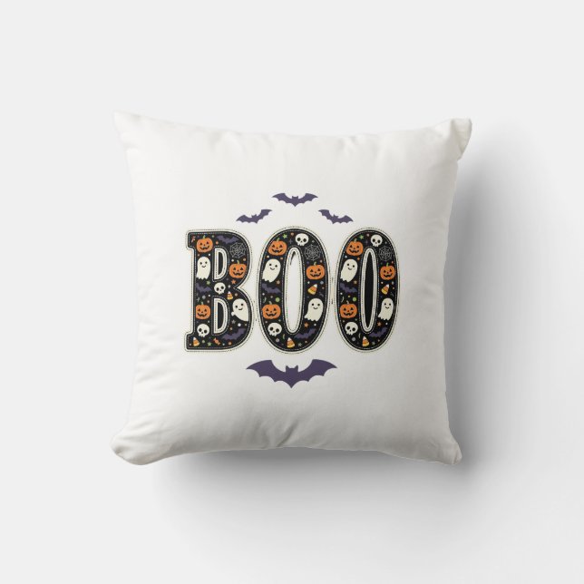 Coussin Joli modèle de citrouille fantôme Boo Halloween (Recto)