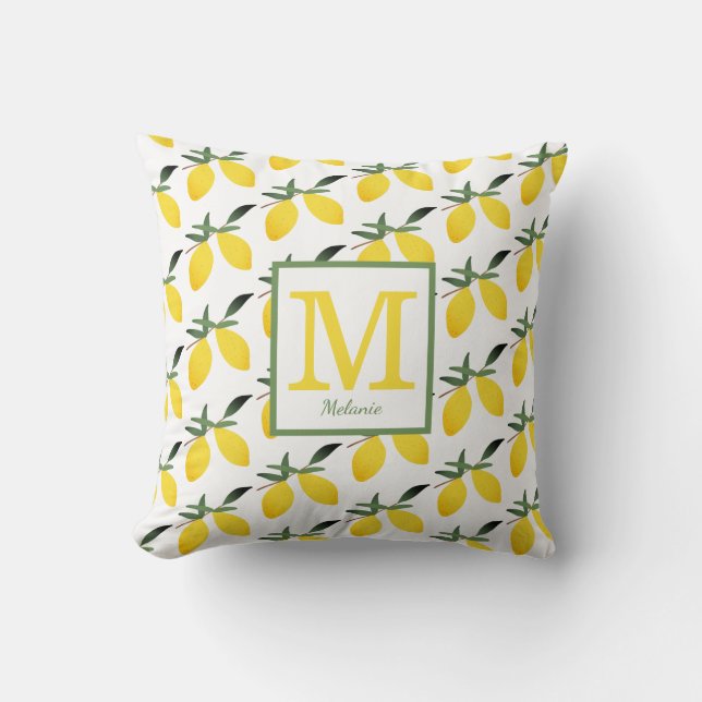 Coussin Joli monogramme de citron (Recto)