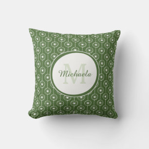 Coussin Joli monogramme de nom vert de la cime des arbres 