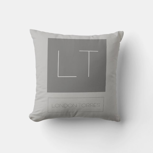 Coussin Joli Monogramme Gris Plaine (Recto)