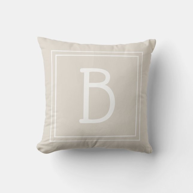 Coussin Joli monogramme initial carré moderne en brun rust (Recto)