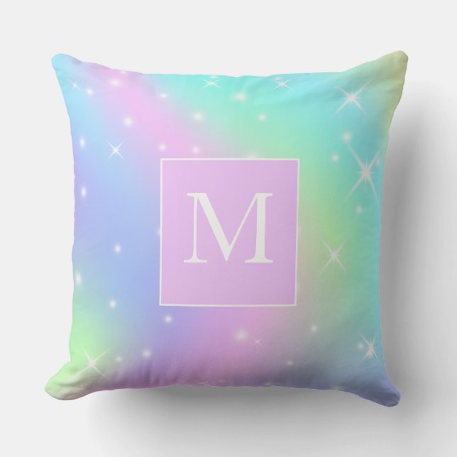 Coussin Joli monogramme personnalisé initiales de filles  (Recto)