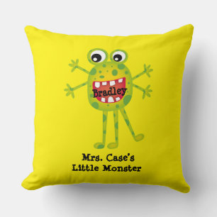 Coussin Joli Monstre Caricature Vert amusant pour les enfa