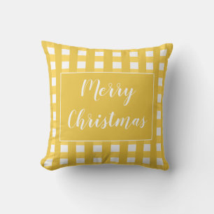Coussin Joli motif à carreaux buffle blanc et or pour un j