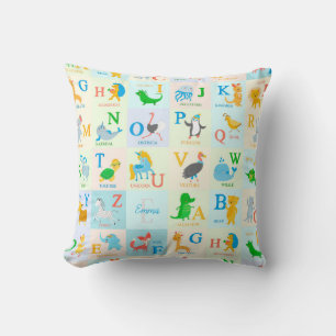 Coussin Joli Motif ABC Animal Alphabet avec prénom