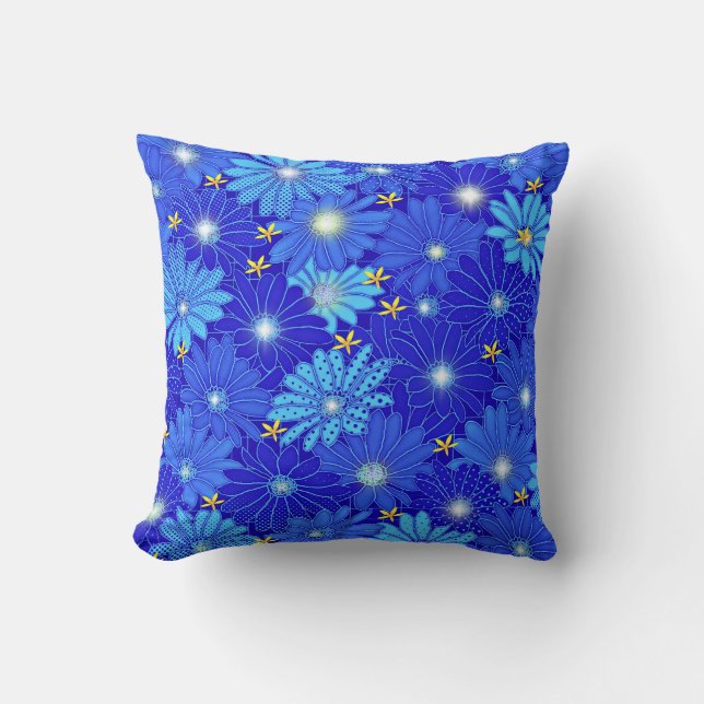 Coussin Joli Motif Blue Daisy (Recto)