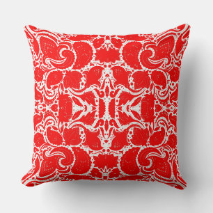 Coussin Joli motif cachemire rouge blanc
