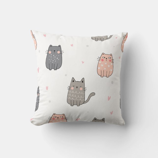 Coussin Joli Motif chats Doodles (Recto)