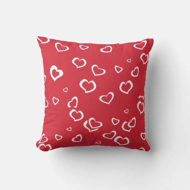 Coussin Joli motif de cœurs rouges et blancs pour la Saint (Recto)