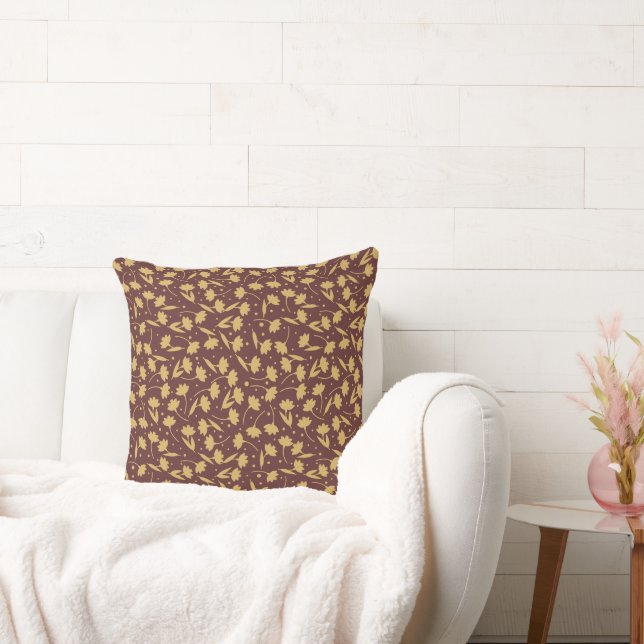 Coussin Joli motif de fleurs brun clair minuscules (Canapé)
