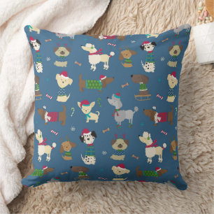 Coussin Joli Motif de Noël sur Blue