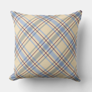 Coussin Joli motif de tartan plaid bleu et beige moderne