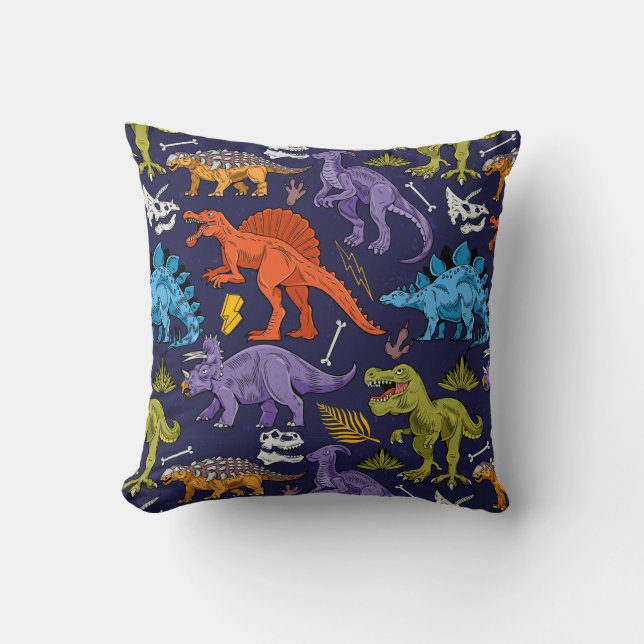 Coussin Joli Motif Dinosaure moderne coloré (Recto)