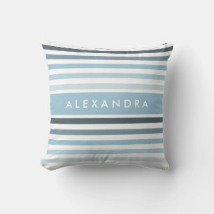 Coussin Joli Motif épais et nom en Aqua Blue