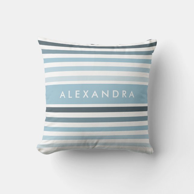Coussin Joli Motif épais et nom en Aqua Blue (Recto)